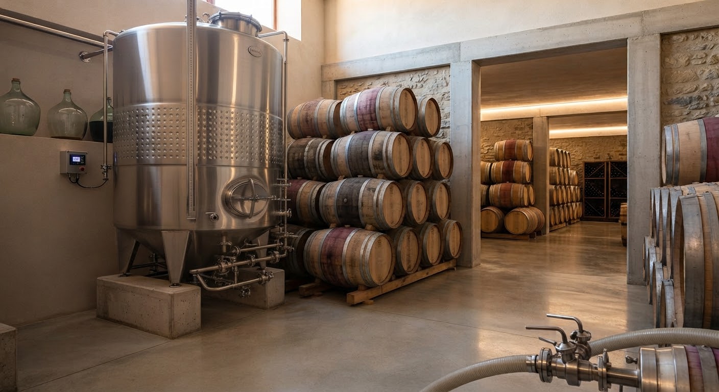 Chai de vinification du Château de Garonneau